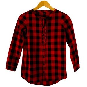 Gap Kids Red Black Plaid Button Front Top